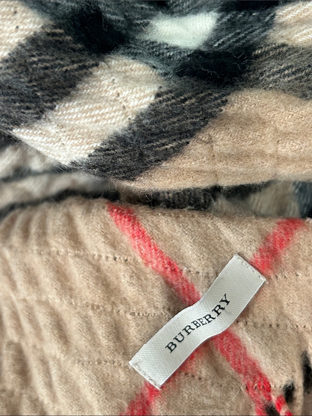 Burberry Beige Black & Red Classic Check Scarf - Picture 3 of 4